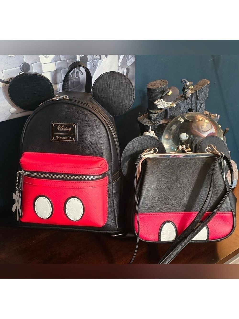 Loungefly Disney Mickey Mouse Backpack and Purse Set